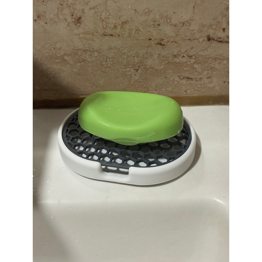 Odamdan Modern Çift Renkli (Kil-Altın) Katı Sabunluk - Su Tahliyeli ve Izgaralı Tasarım (9X12 Cm)