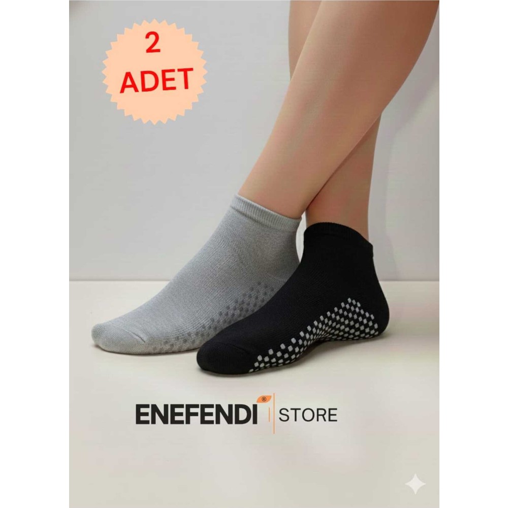 NF ND ENEFENDİ 2 Çift Kaydırmaz Unisex Yoga, Pilates, Tavaf Çorabı | Spor Patik Çorap |siyah |gri 36-40