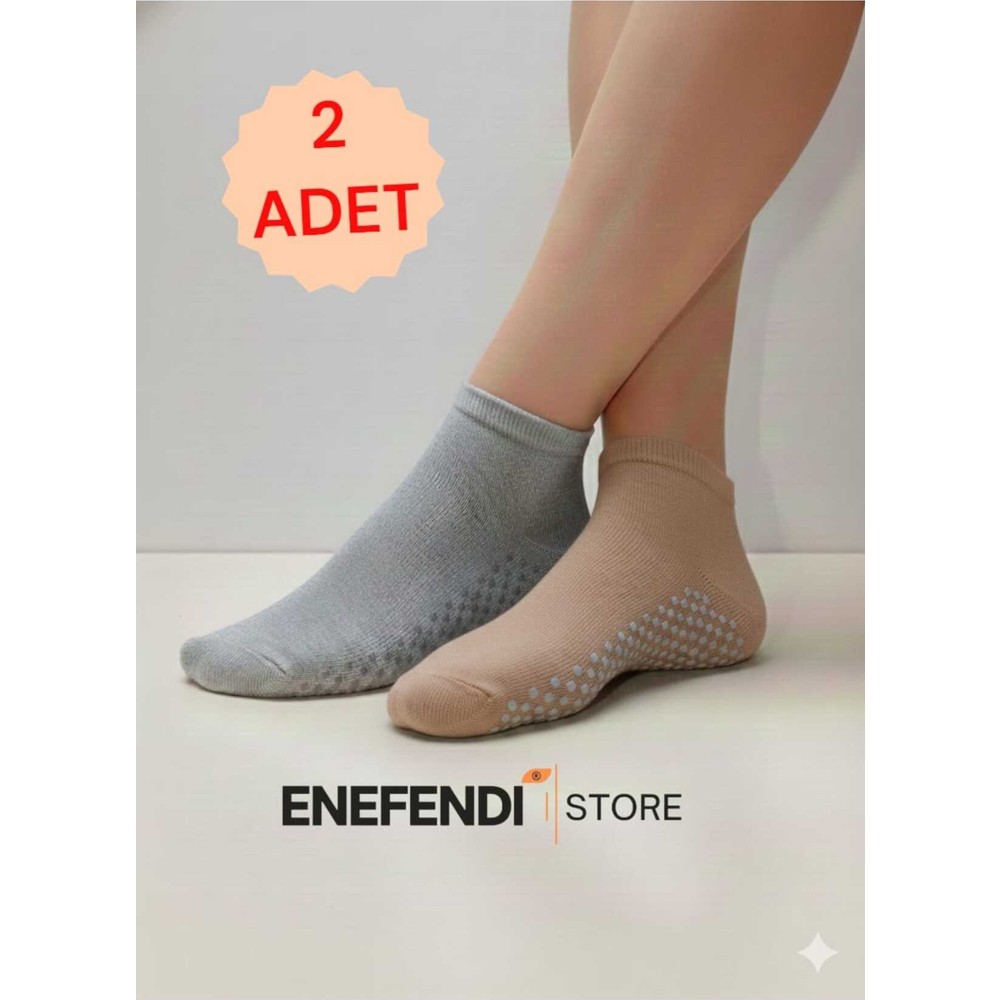 NF ND ENEFENDİ 2 Çift Kaydırmaz Unisex Yoga, Pilates, Tavaf Çorabı | Spor Patik Çorap |gri | Açıkkahve 36-40