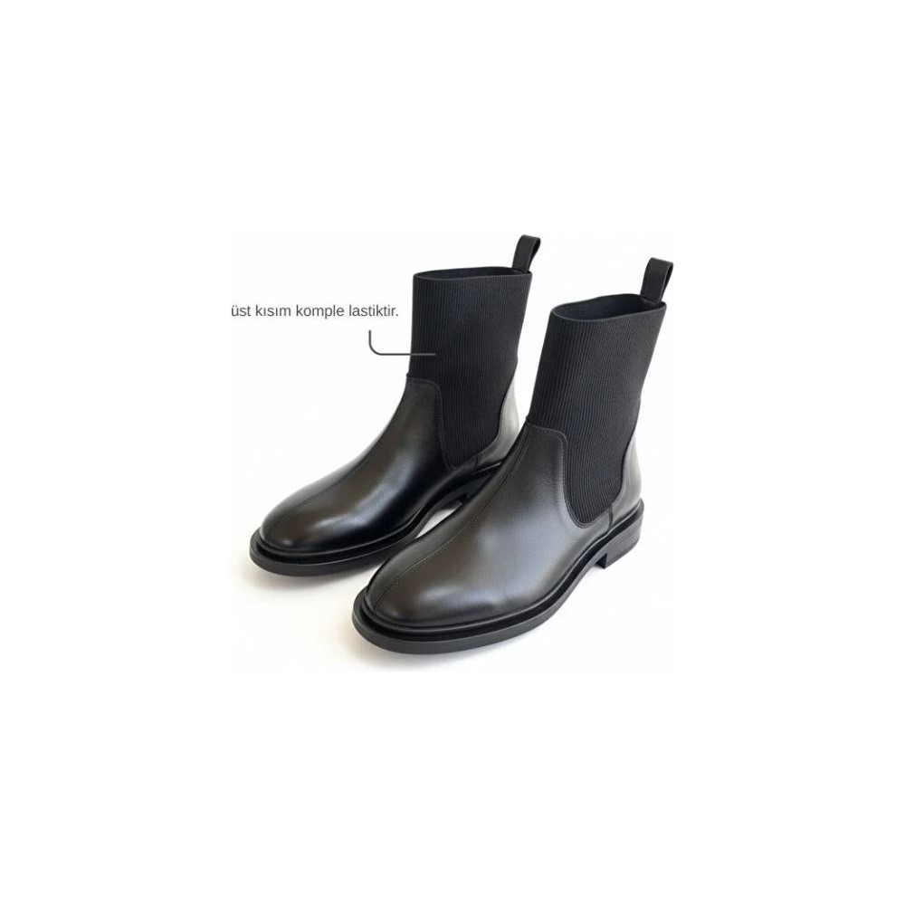 Ne&Ve Shoes Chelsea Lastikli Kadın Yuvarlak Burunlu Bot