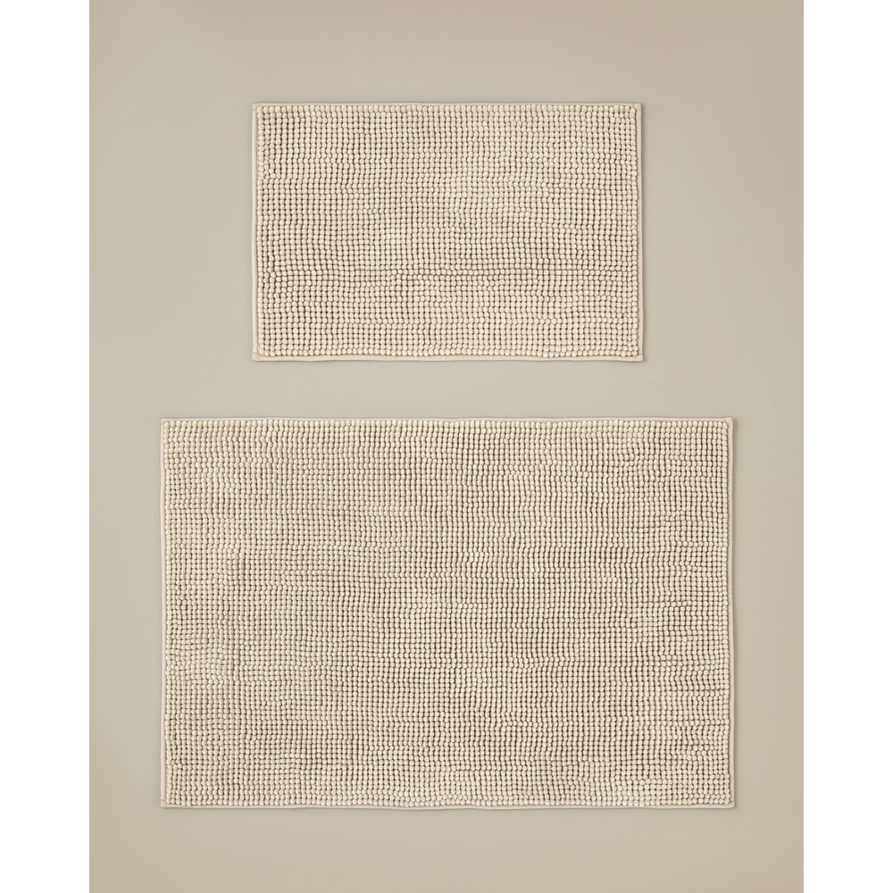English Home Macaroni Kaydırmaz Taban Bej Banyo Paspası Seti 60x90 + 40x60 cm Desenli Özellikli