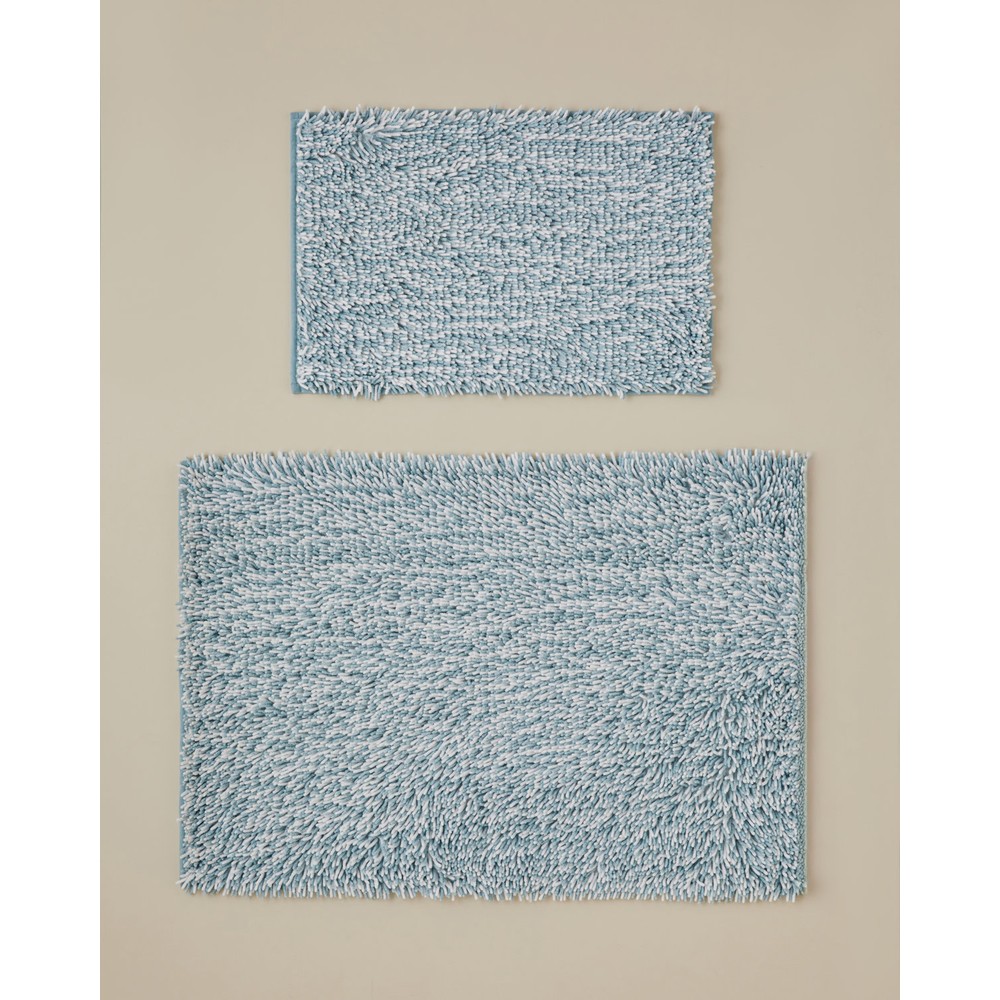 English Home Corallo Kaydırmaz Taban Banyo Paspası Seti 60x90 + 40x60 cm Mavi-Beyaz