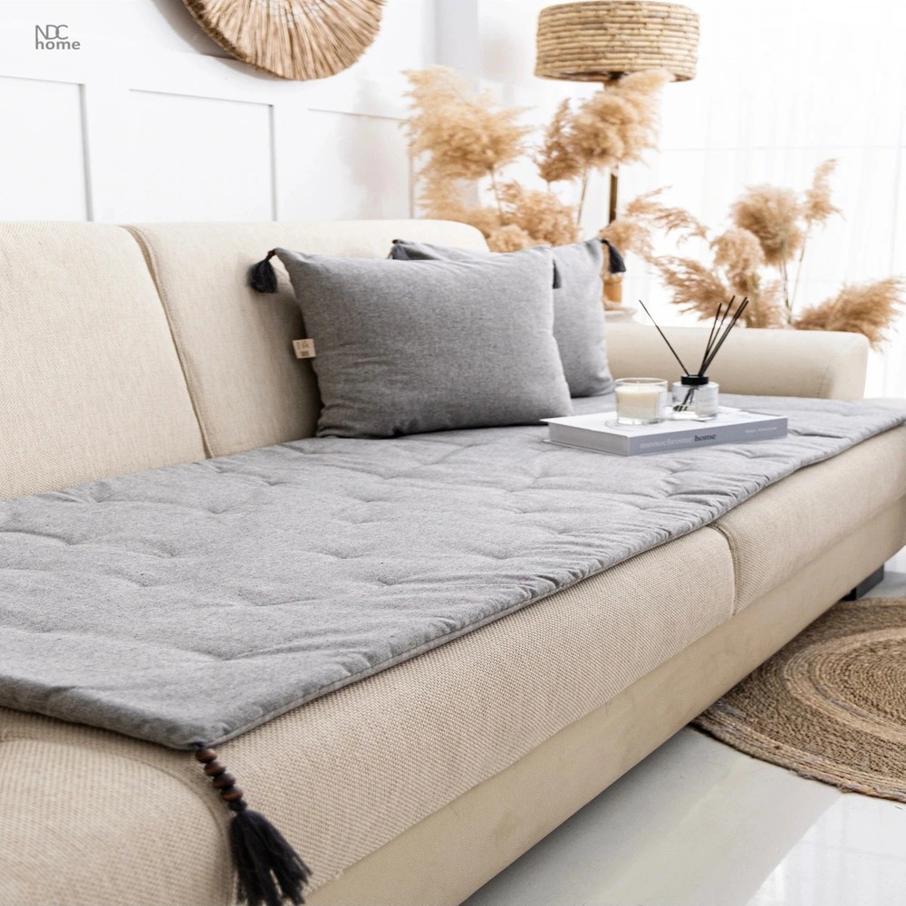 NDC Home Antrasit Piremium Keten Evcil Hayvan Dostu Keten Koltuk Pedi / Şilte [kırlentli] 70 x 300