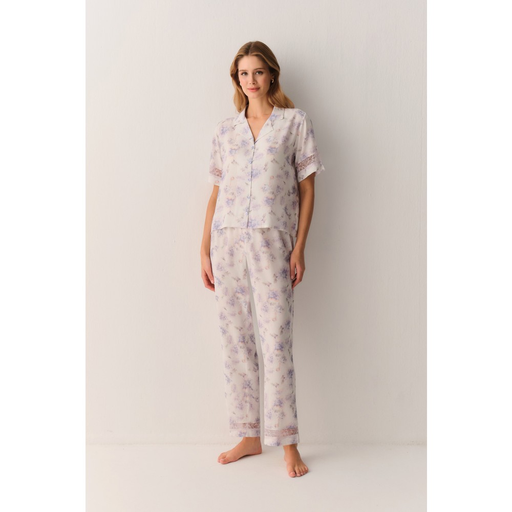 Suwen Lilac Gömlek Yaka Pijama Takımı