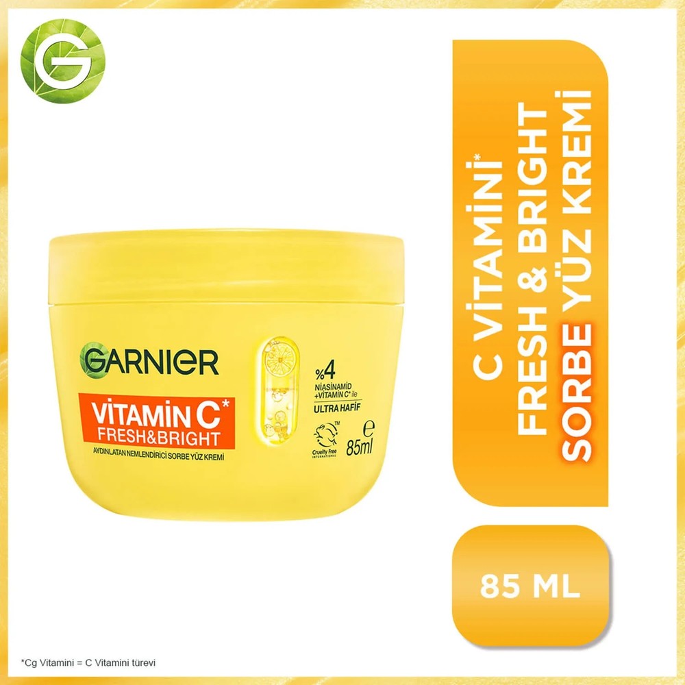 Garnier C Vitamini Fresh & Bright Aydınlatıcı Nemlendirici Sorbe Yüz Kremi 85 Ml, Vegan & Cruelty Free