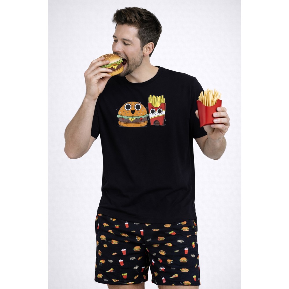 Koza İç Giyim Erkek Pamuklu Baskılı Cepli Şortlu Pijama Takımı