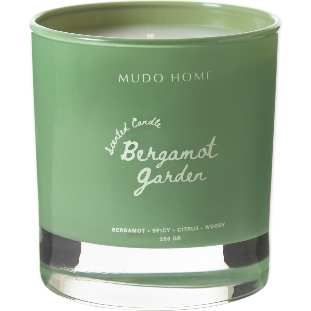 Mudo Home Kokulu Mum 200 gr Bergamot Garden Paçuli Özellikli Yeşil Cam Hazne Tasarımı