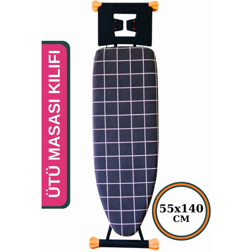 Asev Home Ütü Masası Kılıfı Büyük Boy Ipli Stoperli Keçeli Kılıfı Örtüsü Bezi 55X140CM Koyu Füme / Kömür Grisi