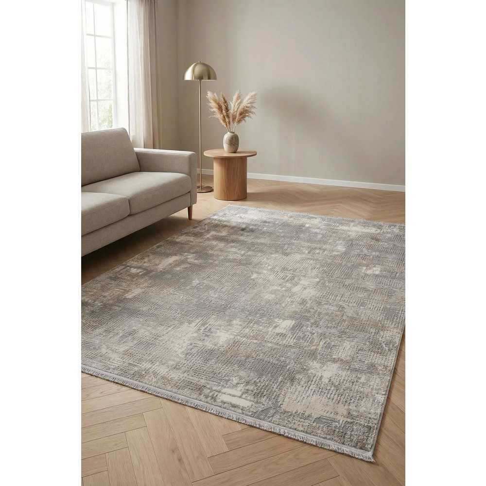 Konfor Notta 1107 Gri Yumuşak Dokulu Modern Halı Dayanıklı Anti-Alerjik 80 x 150 cm Dokuma