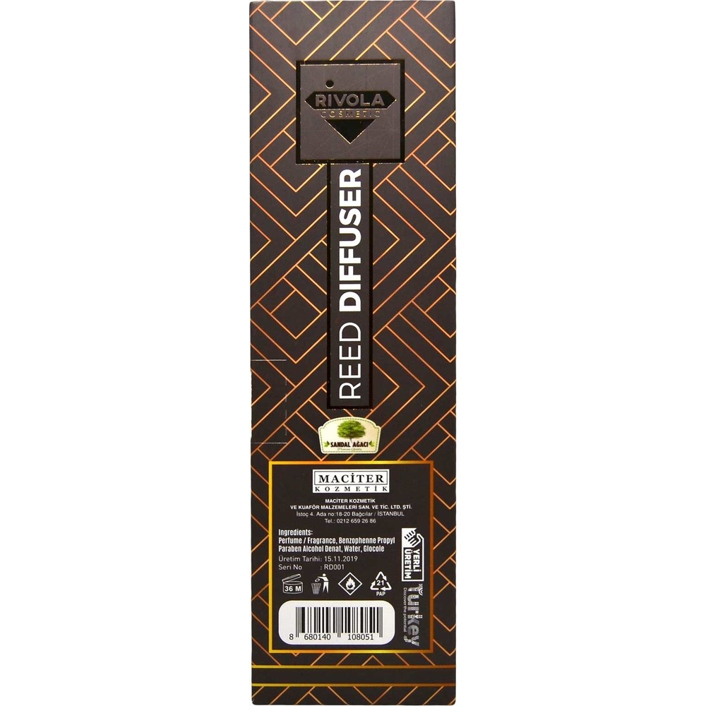 Rivola Oda Kokusu Sandal Ağacı Bambu 36 ml Doğal Öz ile Uzun Süre Kalıcı Ferahlama