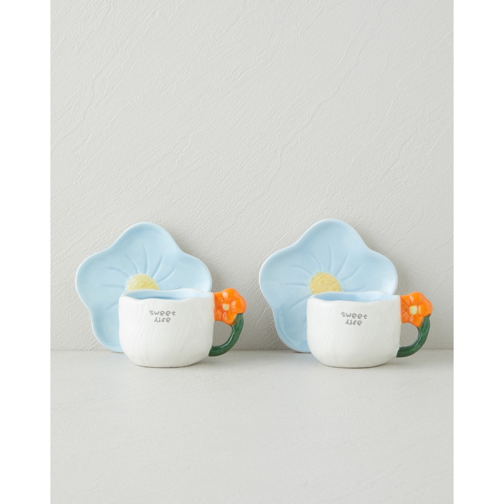 English Home Daylora Dolomite 4 Parça 2 Kişilik Kahve Fincan Takımı 100 ml Sarı - Mavi