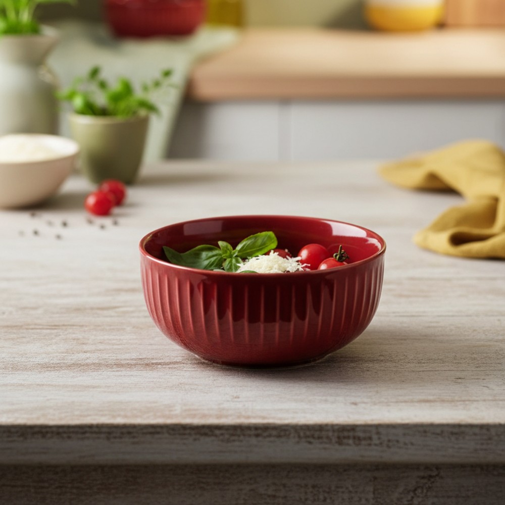 Jumbo Efes Kırmızı Kase 6’lı Set 14 cm – Porselen Çorba Kasesi, Kahvaltılık Sosluk, Modern Sunum Kasesi