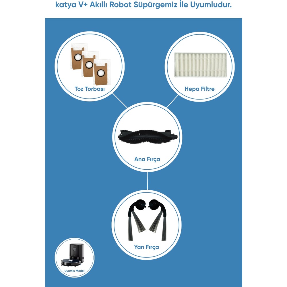 Şımart katya V+ Akıllı Robot Süpürge Süpürme Sarf Seti