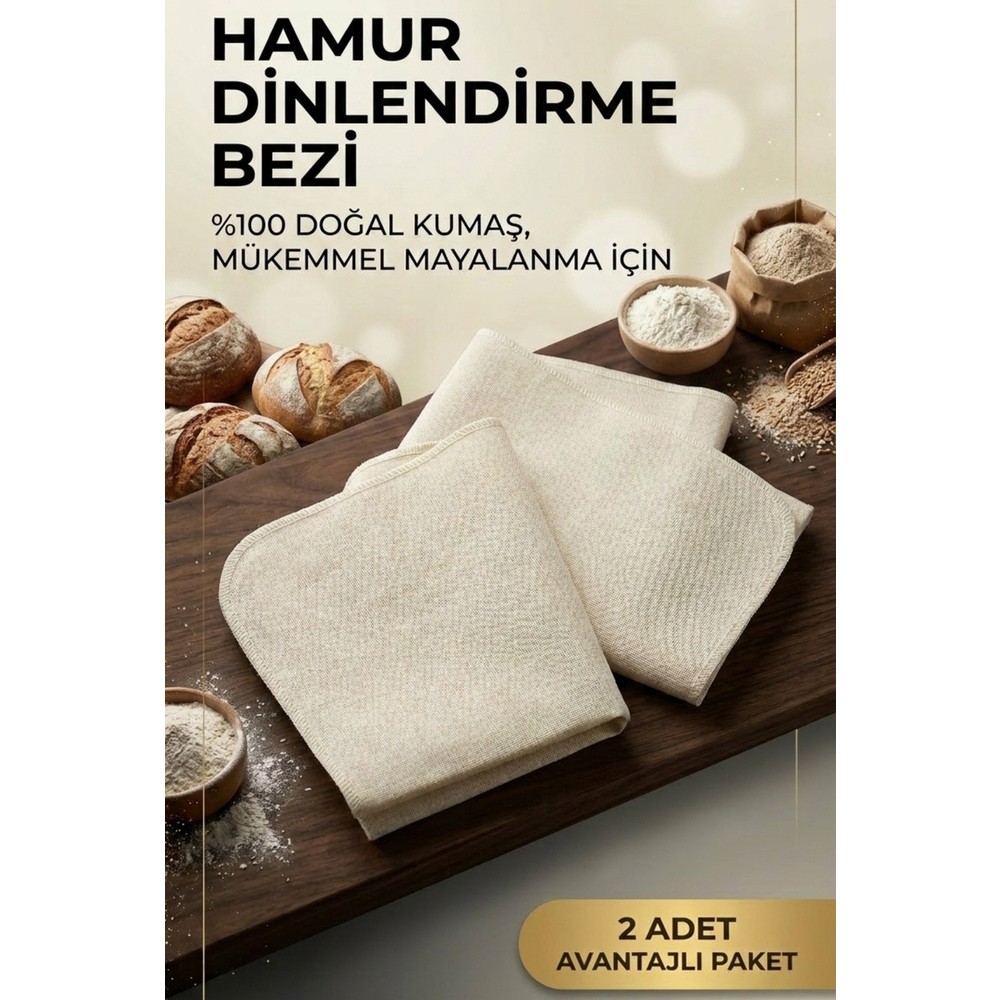 YUNUSOĞLU HOME Hamur Dinlendirme Bezi %100 Doğal Kumaş 50X70 cm 2’li Set Bej Renk