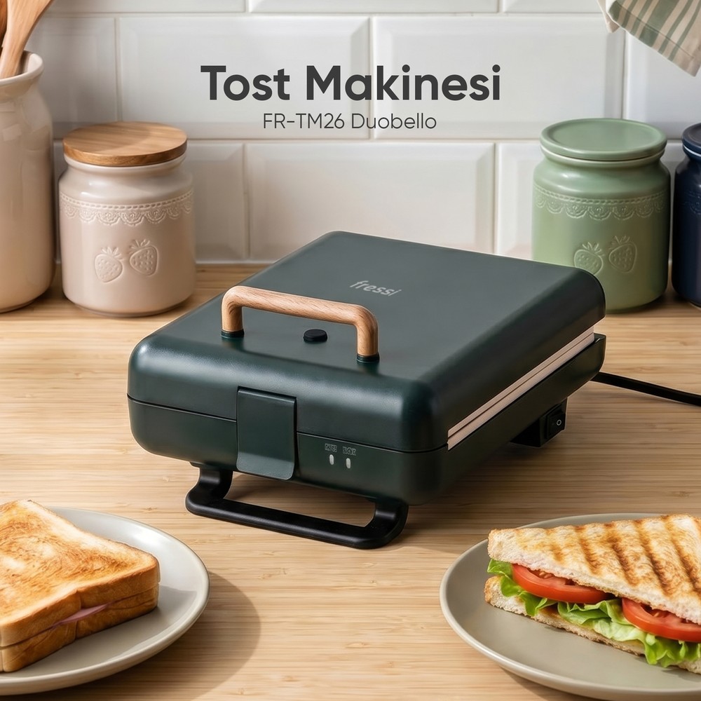 Fressi Tost ve Izgara Makinesi Duobello 4 Dilim Tam Açılır | Çıkarabilir Yapışmaz Plakalı | TM26