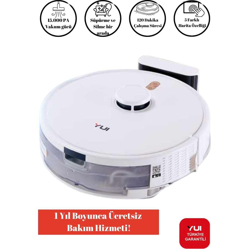 Yui RS16 15.000 Pa Akıllı Robot Vacuum & Mop Süpürge Beyaz (Yuı Türkiye Garantili)
