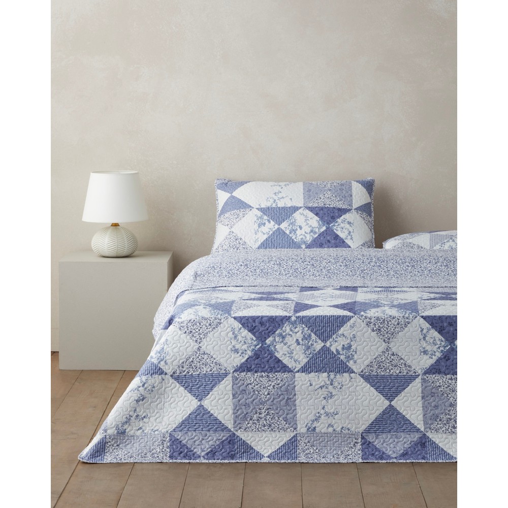 English Home Mosa Blu  Tek Kişilik Yatak Örtüsü Takımı 160x220 cm Lacivert