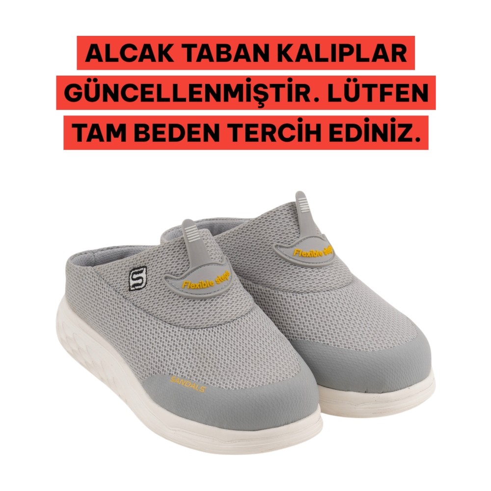 Sandal Spor Kadın Ince Taban Ortopedik File Sabo Doktor Hemşire Hastane Aşçı Terliği SS001-0258 Gri