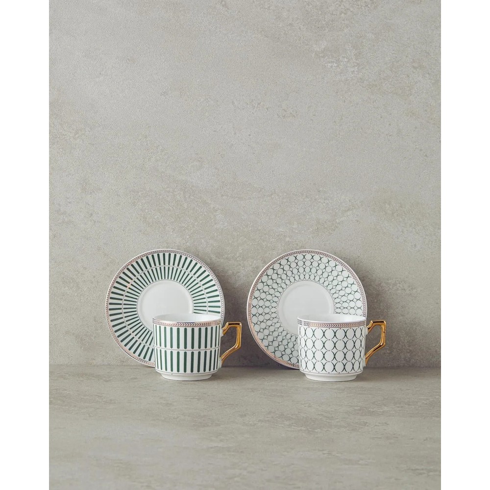 English Home Rabecca Porselen Kahve Fincan Takımı Lacivert 2'li 90 ml
