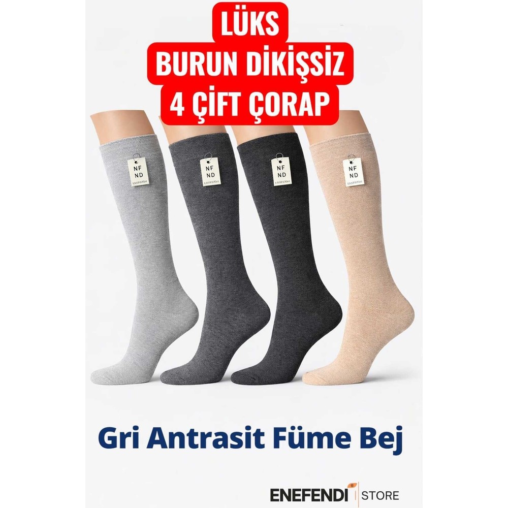NF ND ENEFENDİ 4 Çift Pantolon Çorabı ✦ Dizaltı ✦ Burun Dikişsiz ✦ Ten Göstermeyen✦topuksuz✦36-40 Lüx Pamuklu Çorap