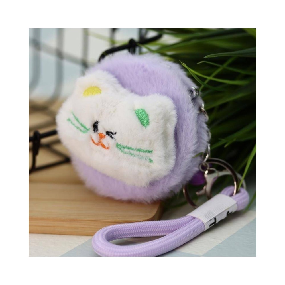 Cocoloco Home Peluş Dokulu Çift Taraflı Cep Ayna Kedi Veya Ayı Figürlü Anahtarlık Çanta Aksesuarı Charm