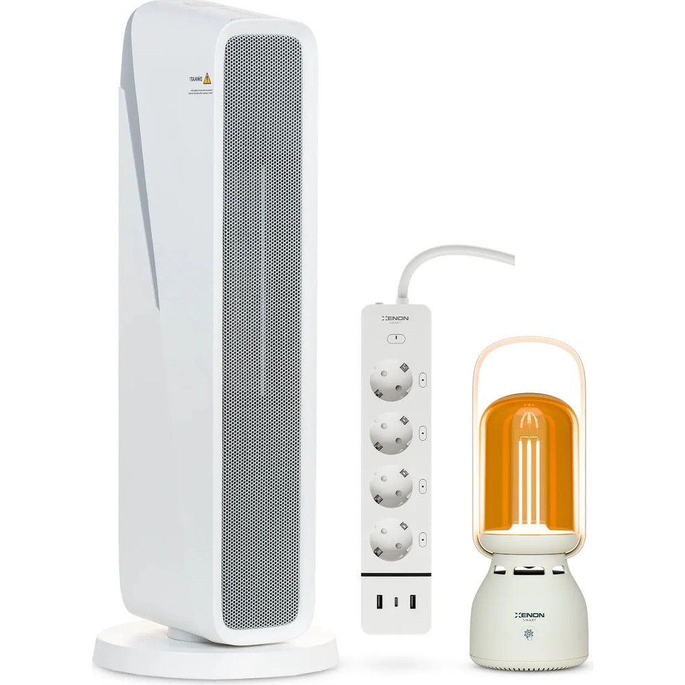 Xenon Smart Akıllı Fanlı Isıtıcı Wi-Fi Isıtma Cihazı Ultra Sessiz Ptc Seramik Heater Çoklu Priz ve Taşınabilir Lamba Seti