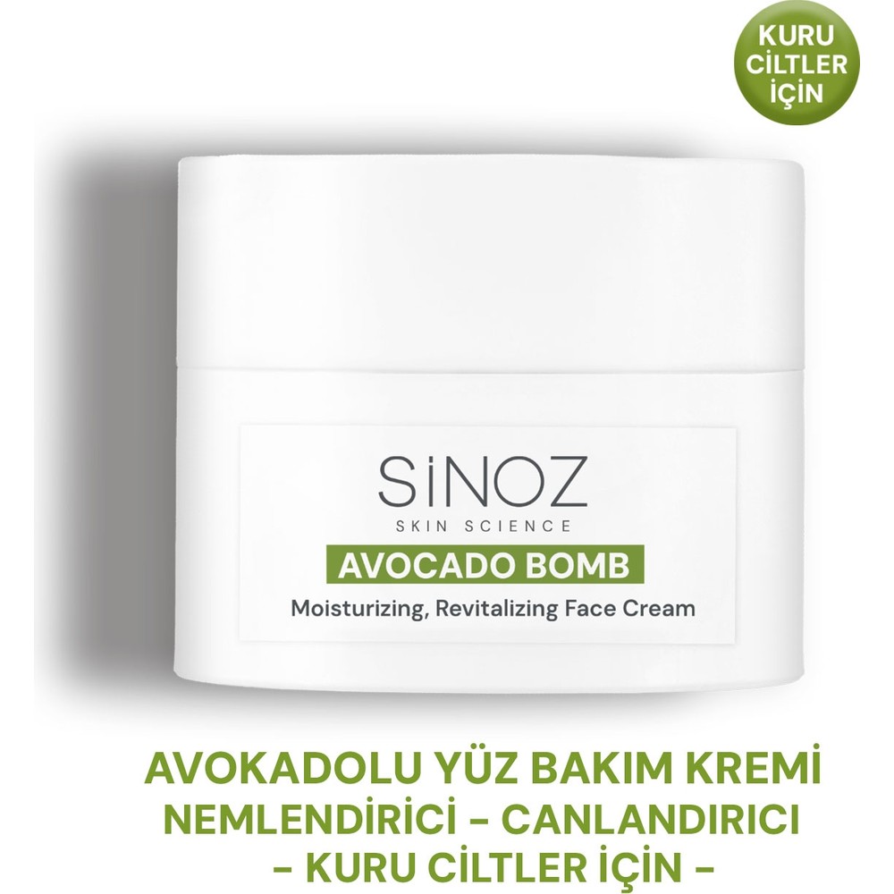 Sinoz Avokado Bomb Yüz Bakım Kremi - Kuru Ciltler İçin Nemlendirici ve Canlandırıcı 50 ml