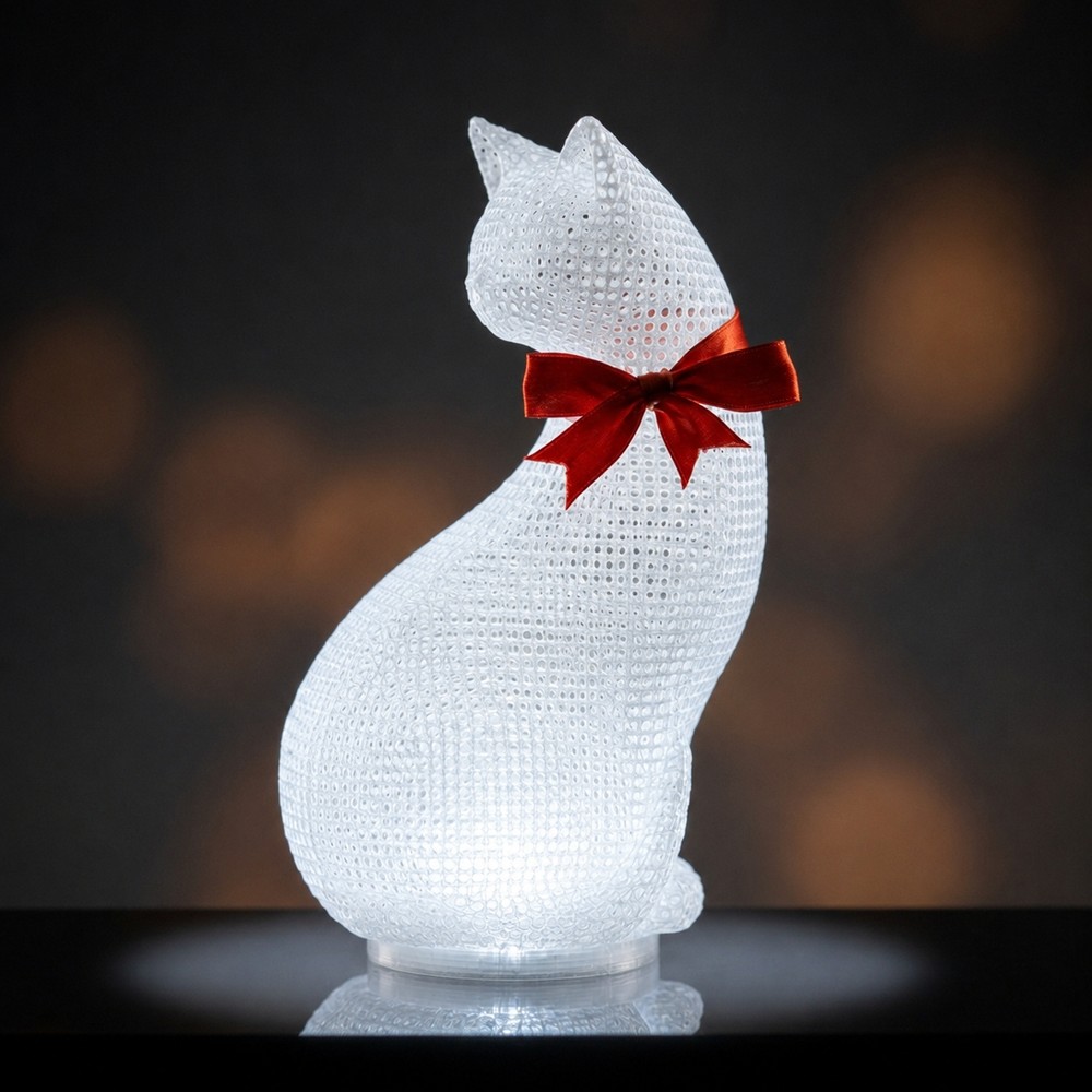 B&B Kedi Figürlü Dekoratif Masa Lambası – USB Bağlantılı (Beyaz Işıklı)