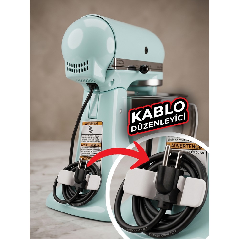 Yadu Küçük Ev Aletleri Kablo Düzenleyici Kitchenaid, Mikser, Fritöz, Tüm Ev Aletleri ile Uyumlu 3 Adet