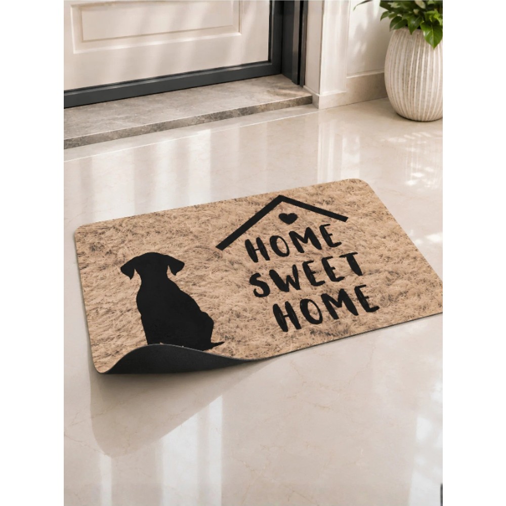 Bert Köpek Figürlü Home Sweet Home Kapı Önü Paspası Dijital Baskılı Kaydırmaz Tabanlı Modern Paspas