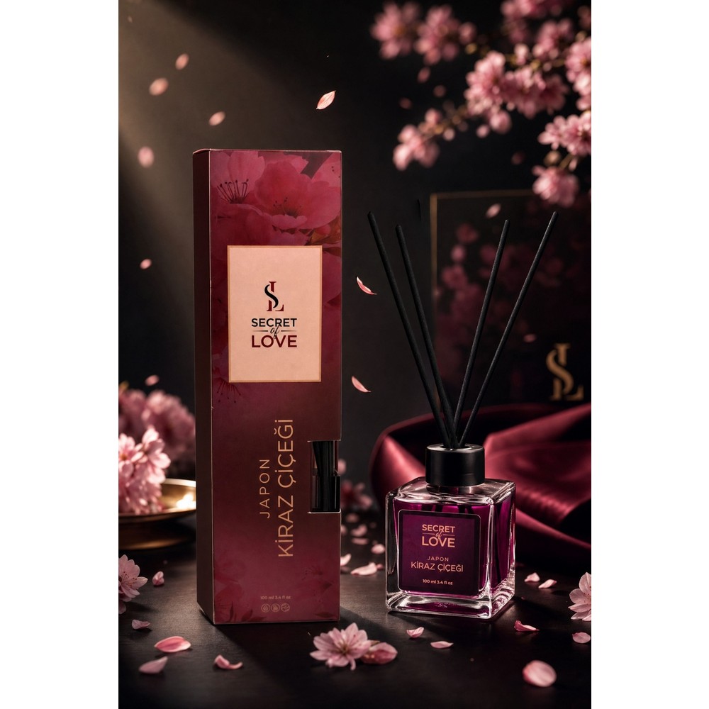 Secret Of Love Japon Kiraz Çiçeği Sakura Bambu Çubuklu Oda Kokusu 100 ml - Evinize ve Ofisinize Zarif Çiçeksi ve Ferah Atmosfer