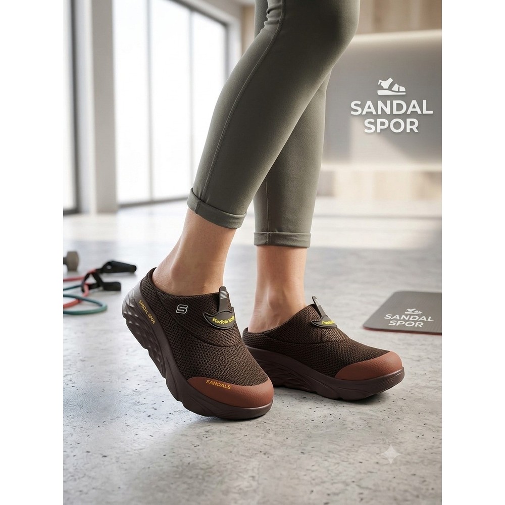 Sandal Spor Kadın Dolgu Taban Ortopedik File Sabo Doktor Hemşire Hastane Aşçı Terliği SS001-0278 Acı Kahve