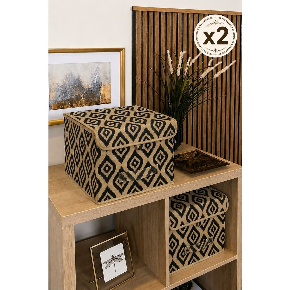 Morport 2 Adet Bohe Çok Amaçlı Kapaklı Kutu Mini Raf Düzenleyici 30X30X24