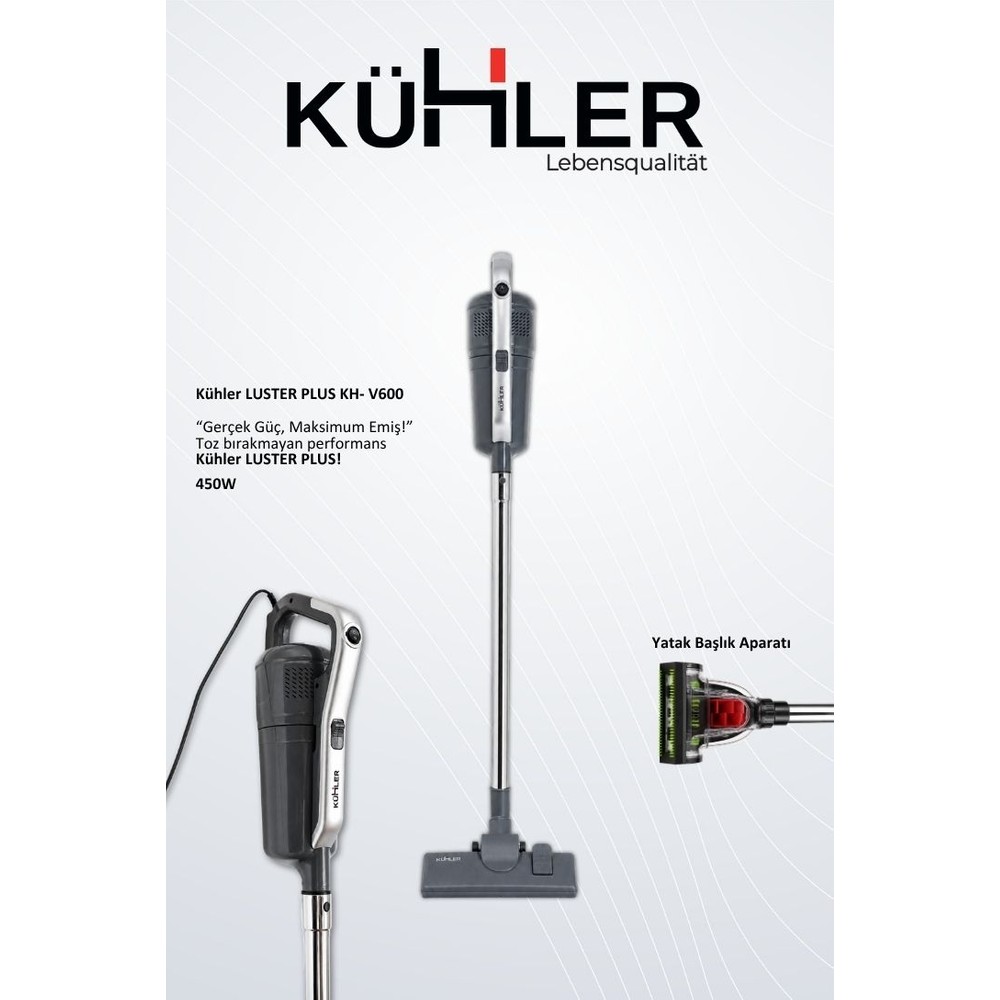 Kühler Luster Plus KH-V600 Kablolu Dikey Süpürge | Güçlü Emiş Performansı | Hafif ve Ergonomik Tasarım