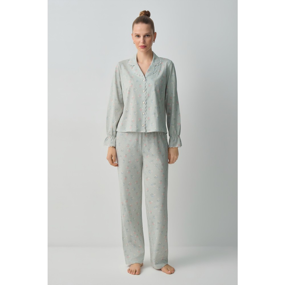 Suwen Julia Pamuklu Gömlek Yaka Pijama Takımı