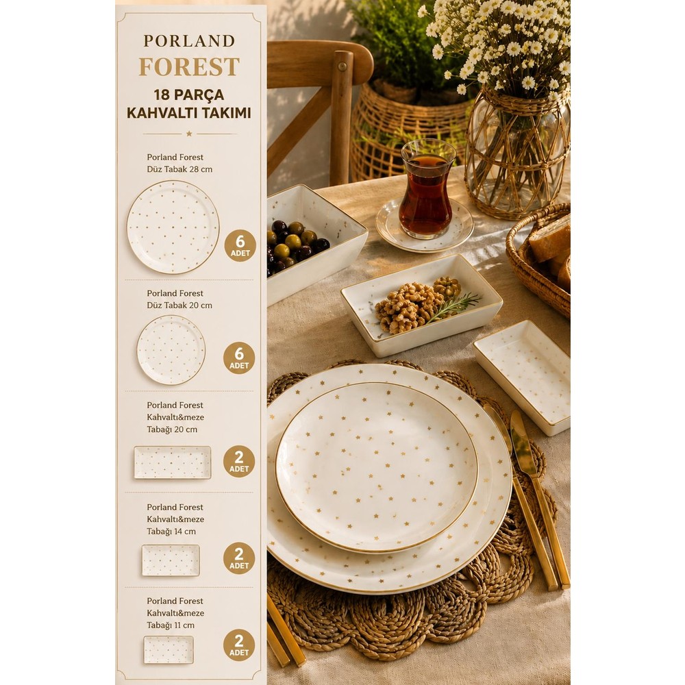Porland Forest 18 Parça Kahvaltı Takımı (6 Kişilik)