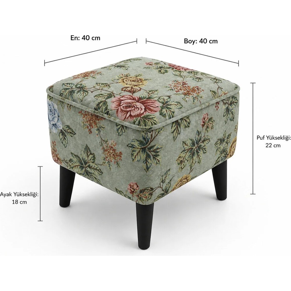 Co Art Home Dekoratif Puf & Bench 40X40 cm Ayak Uzatma Koltuğu - Yeşil