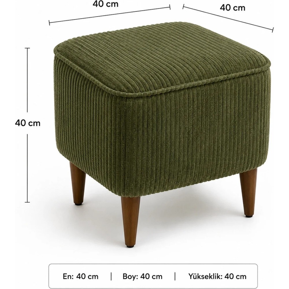Co Art Home Dekoratif Puf & Bench 40X40 cm Ayak Uzatma Koltuğu - Haki