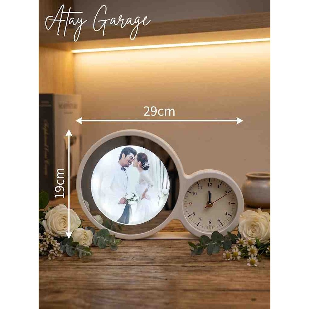 Atay Garage LED Gece Lambası-Sihirli Ayna ve Analog Masa Saati