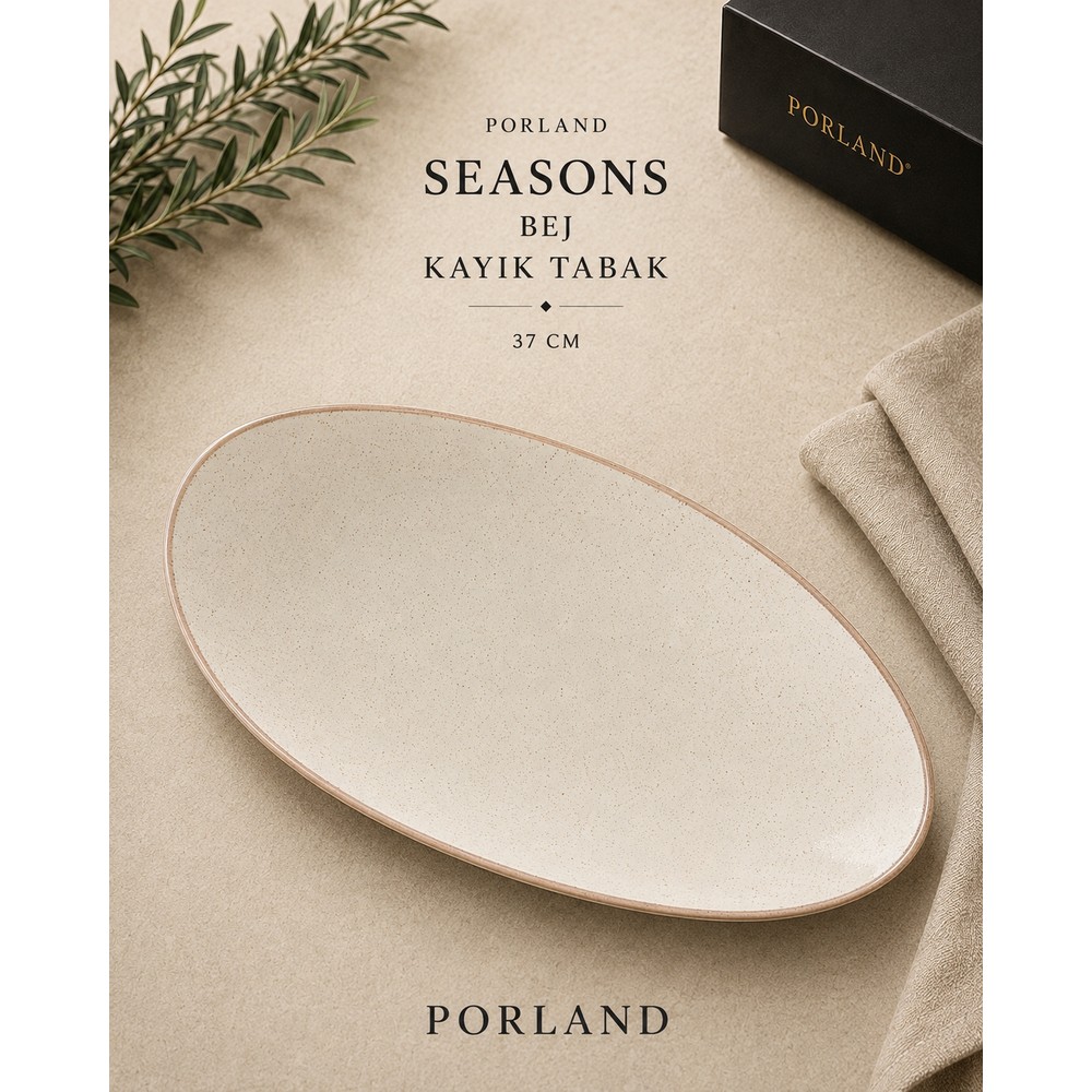 Porland Seasons Bej Kayık Tabak (37 Cm)