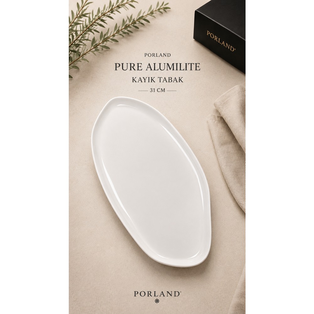 Porland Pure Kayık Tabak Yemek Sunum Tabağı