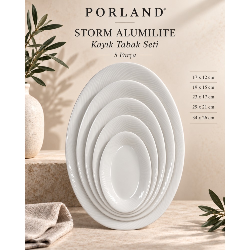 Porland Storm Alumilite 5 Parça Kayık Tabak Seti 17-34 cm