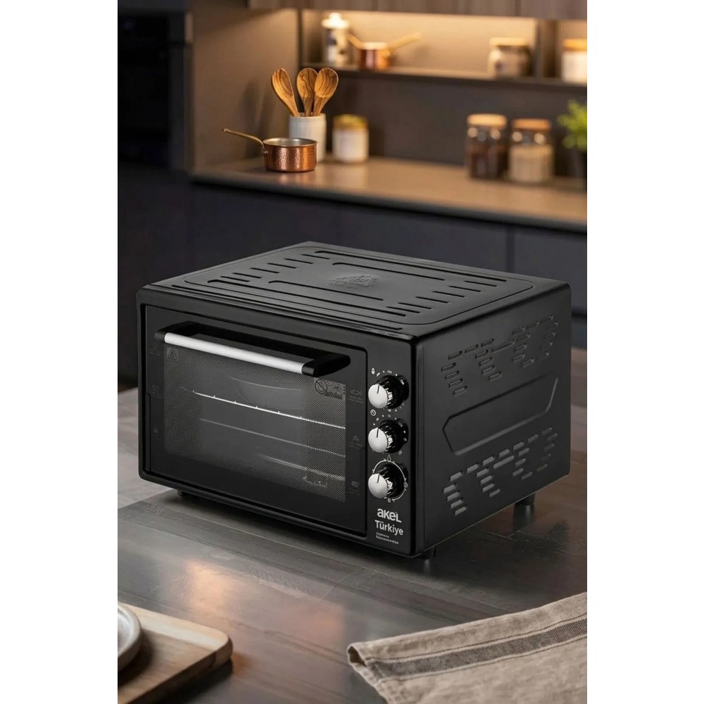 Akel AF380L Lambalı, Termostatlı, Saatli 38 Litre Midi Fırın Siyah