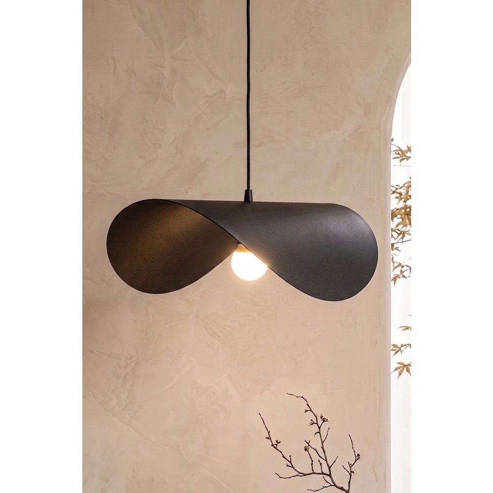 Marrien Colin Siyah Metal Sarkıt (45 Cm) Yemek Masası Üstü Avize Mutfak & Salon Aydınlatması