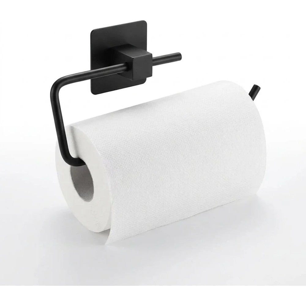 Privo Yapışkanlı Siyah Kağıt Rulo Havluluk Banyo ve Mutfak Için Delmesiz Metal Peçetelik Askısı