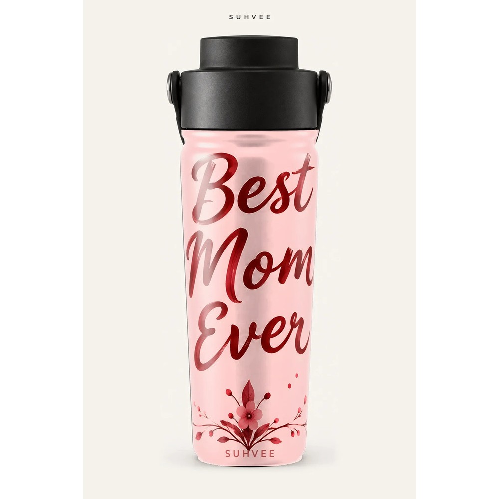 Suhvee Best Mom Ever Anneler Günü Temalı 500 ml Çift Cidarlı Paslanmaz Çelik Termos