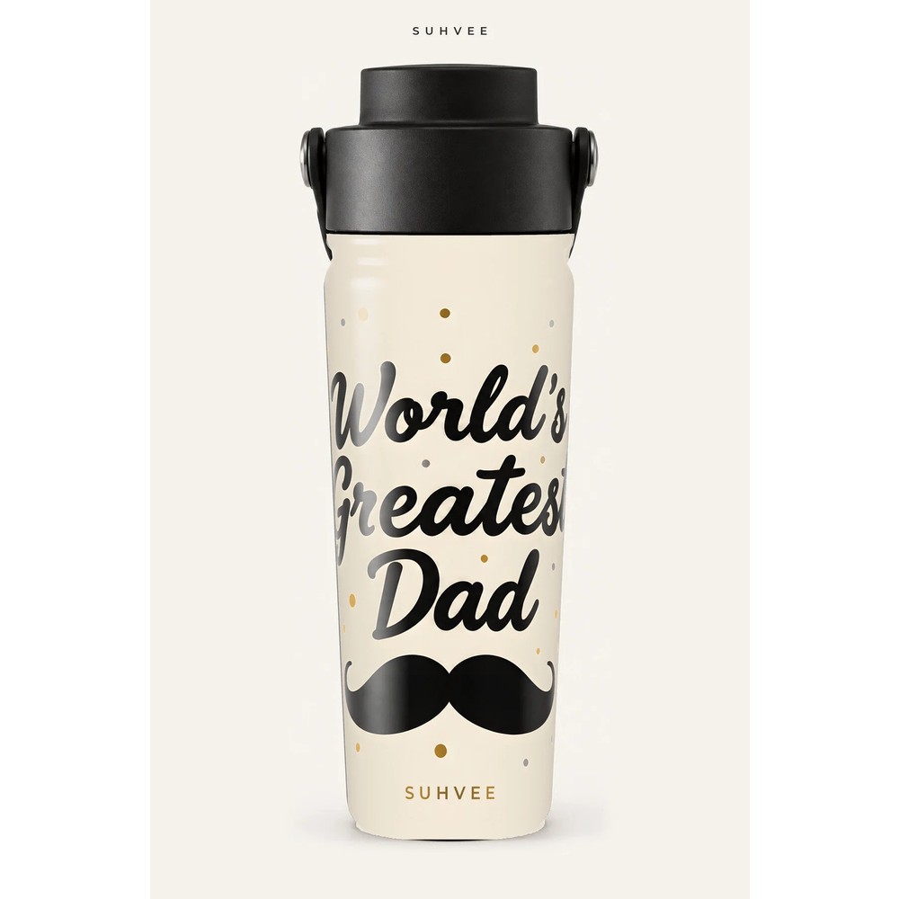 Suhvee Dad A Son's First Hero Babalar Günü Temalı 500 ml Çift Cidarlı Paslanmaz Çelik Termos