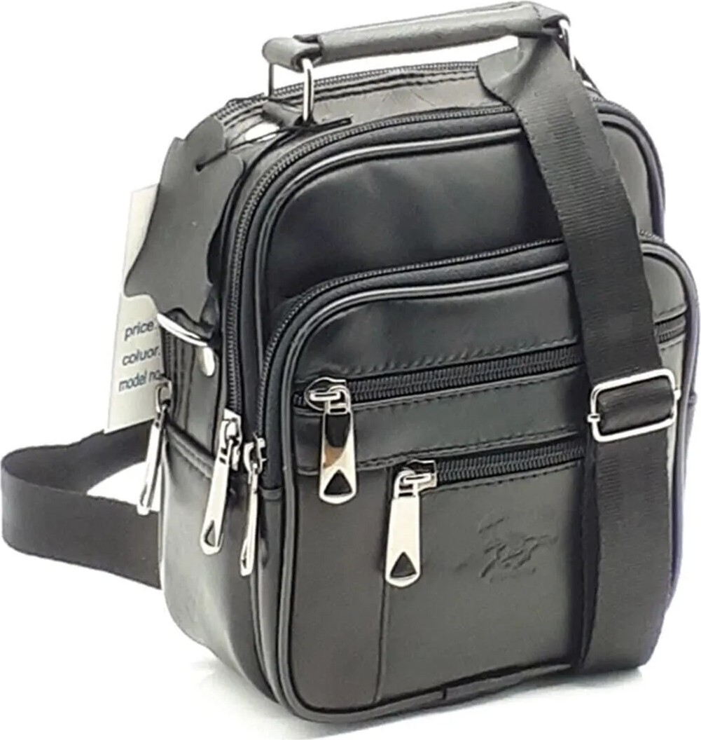 Newish Polo Erkek Siyah Hakiki Deri Çelik Kasalı Omuz Ve El Çantası (15X19CM) newpolo274 görsel 3