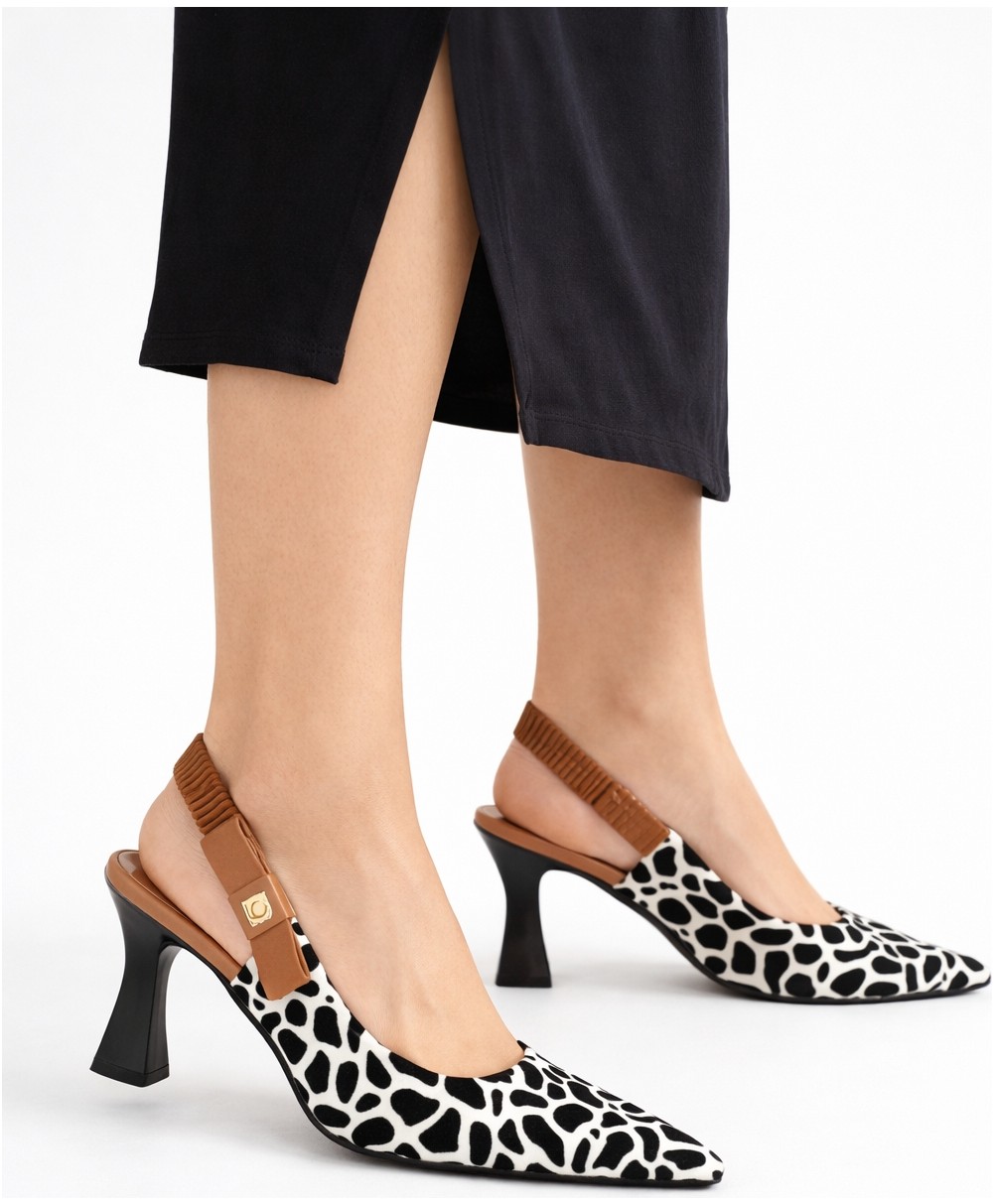 Dadwolf Kadın Slingback Topuklu Ayakkabı Sivri Burun 5,5 cm Orta Topuk Bantlı Zarif Günlük Ofis Stiletto görsel 8