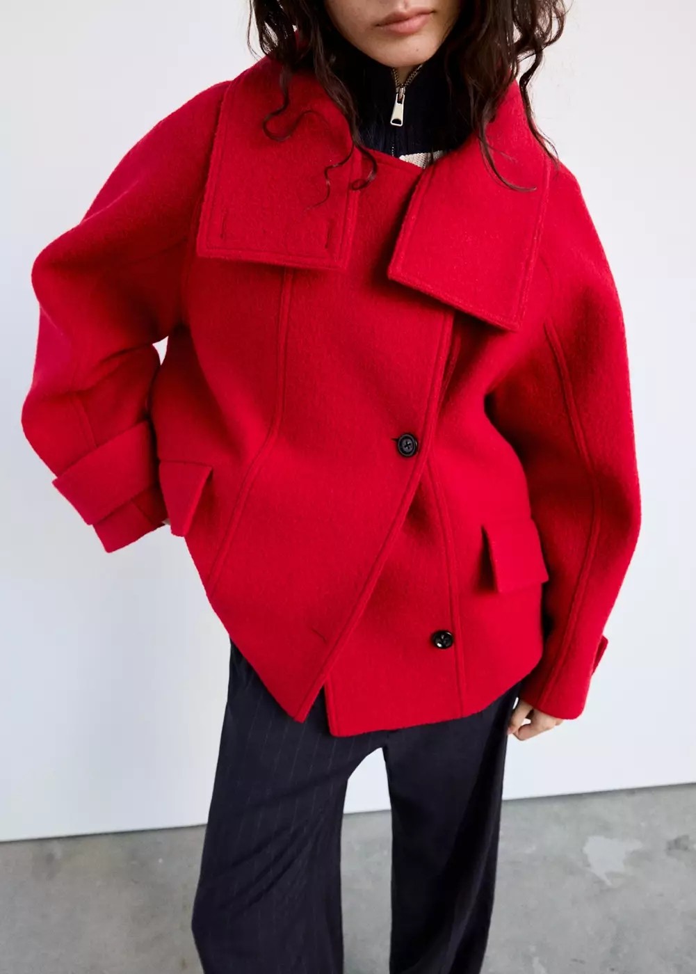 Mango 100% Wool High-Neck Coat